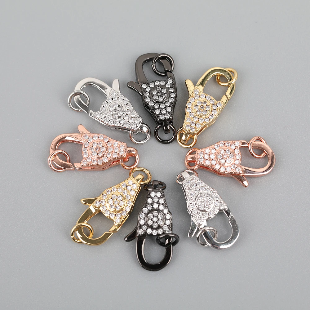 

5Pcs/Lot 10X19mm CZ Micro Paved Paper Clip Lobster Clasps Connector Pendant Necklace Making,Ziron Lock Carabiner Clasps Jewelry