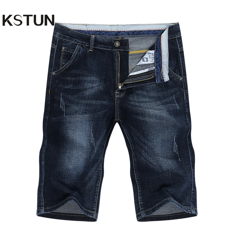 KSTUN Summer Shorts Jeans Men Denim Pants Stretch Dark Blue Fashion Design Men's Jeans Slim Straight Male Short Jeans Hombre KSTUN Summer Shorts Jeans Men Denim Pants Stretch Dark Blue Fashion Design Men's Jeans Slim Straight Male Short Jeans Hombre