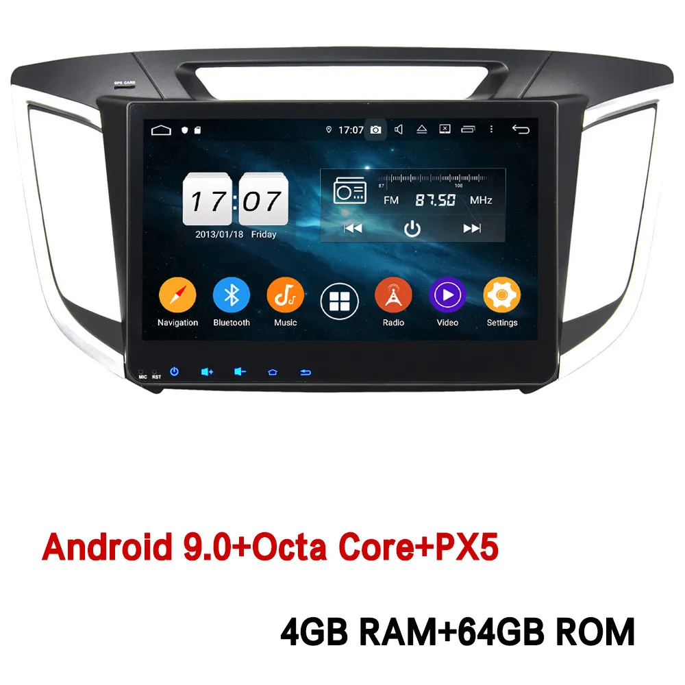 Klyde 10," ips Android 9,0 Восьмиядерный 4 Гб ОЗУ 64 Гб ПЗУ DSP BT автомобильный dvd-плеер Стерео gps ГЛОНАСС для hyundai Creta IX25 - Цвет: 4GB RAM x 64GB ROM