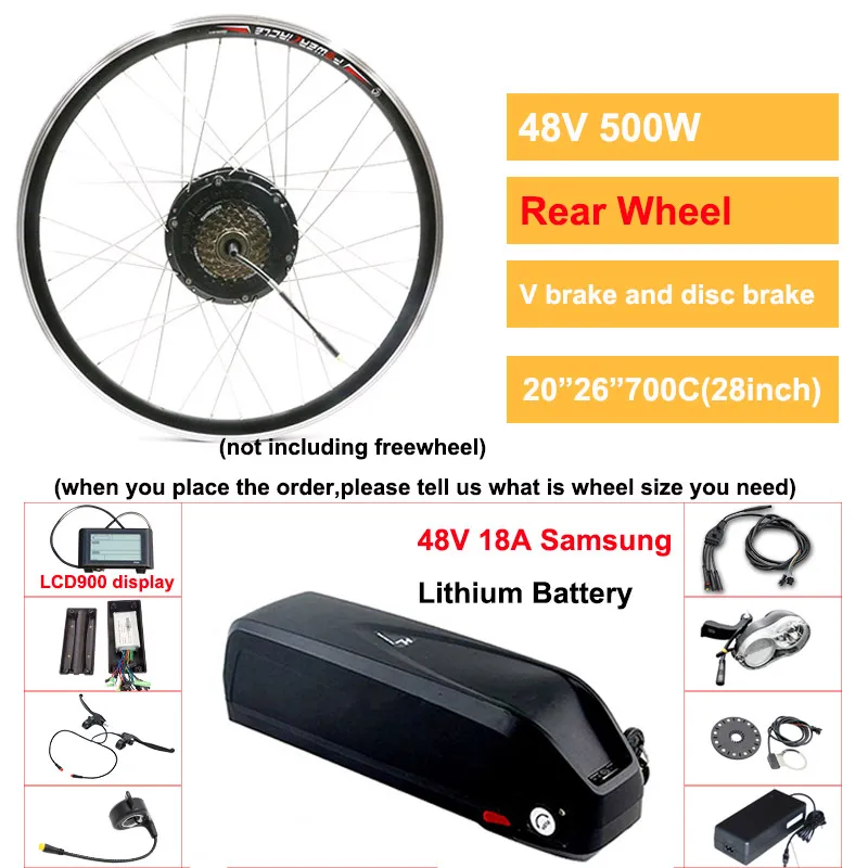 48v18aSam LCD rear Набор преобразования для электрического велосипеда 48v 500w Передняя/Задняя Ступица колеса электрическое преобразование велосипедов Комплект 2" 26" 700C 48V мотор колеса E велосипед комплект - Цвет: 48v18aSam LCD rear