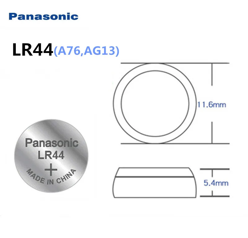 2 предмета Батарея для цифрового фотоаппарата Panasonic LR44 A76 AG13 G13A LR44 LR1154 357A SR44 1,5 V литиевые плоские батареи Миниатюрный элемент питания