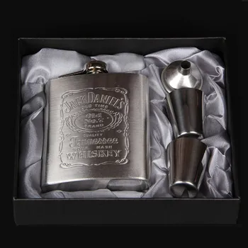 

7/9 oz Portable Stainless Steel Hip Flask Flagon Whiskey Wine Pot Bottle Funnel Cup Travel Tour Classic Drinkware with box