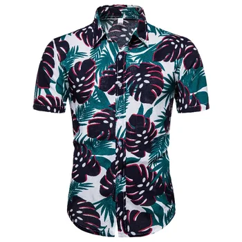 

Men's brand summer creative fashion business casual short sleeve Hawaiian beach vacation business shirt street wear shirt men