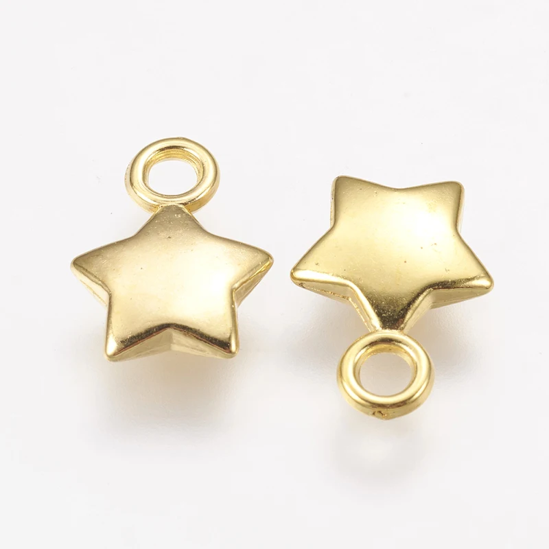 50 шт пластиковый корпус Подвески звезда DIY ювелирные изделия ожерелья Изготовление рукоделия Золотая античная бронза 13,5x10x3 мм отверстие: 2 мм