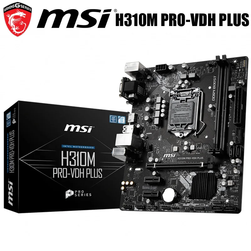 Новый MSI H310M PRO-VDH плюс материнская плата LGA 1151 Intel H310 Core i7/i5/i3 Настольный DDR4 SATA III HDMI |