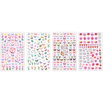 

1sheet Nail Sticker Butterfly Flower Water Transfer Decal Sliders for Nail Art Decoration Tattoo Manicure Envelopes Tools