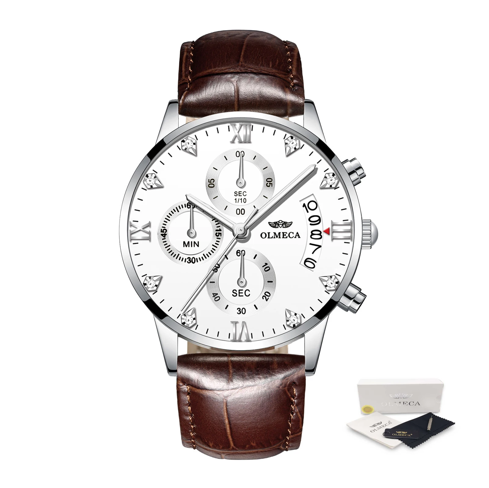 OLMECA Мужские часы Роскошные спортивные модные военные водонепроницаемые кварцевые наручные часы Relogio Masculino Известный Топ бренд часы будильник - Цвет: G-Silver White
