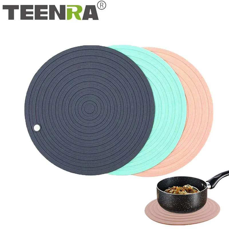 

TEENRA Non-slip Silicone Table Mat Round Drinking Coasters Pot Holder Insulated Coaster Placemat Cup Mat Tableware Accessories