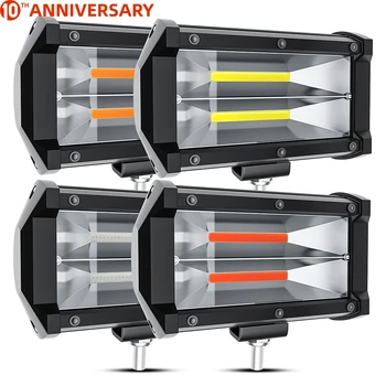 

2020 New COB Auto LED Work Lamp 5 Inch 72W two Row LED Strip Light Spotlights IP67 Water Proof 4x4 accessories off road light