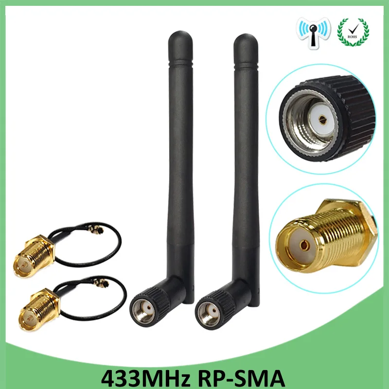 433 МГц Антенна lora Lorawan 3dbi GSM 2 шт. RP SMA разъем резиновая антенна IPX Мужской