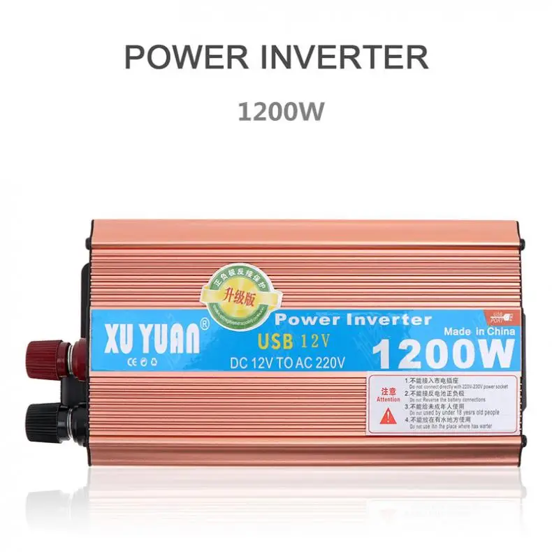 1200W DC 12V 24V to AC 220V 110V антиоксидантный алюминиевый сплав чехол автомобильный инвертор с usb зарядным портом