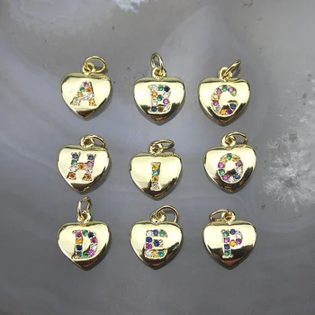 

9*10mm 30pcs/lot High quality heart cz pendant, A-Z 26letters cubic zircon charm jewelry,bracelet/necklace component wholesale