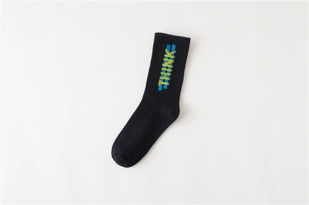 Women's Funny Words Loved Think Drink Sleep Play Lettered Striped Art Socks Couples Skateboard Hipster Street Dance Harajuku Sox