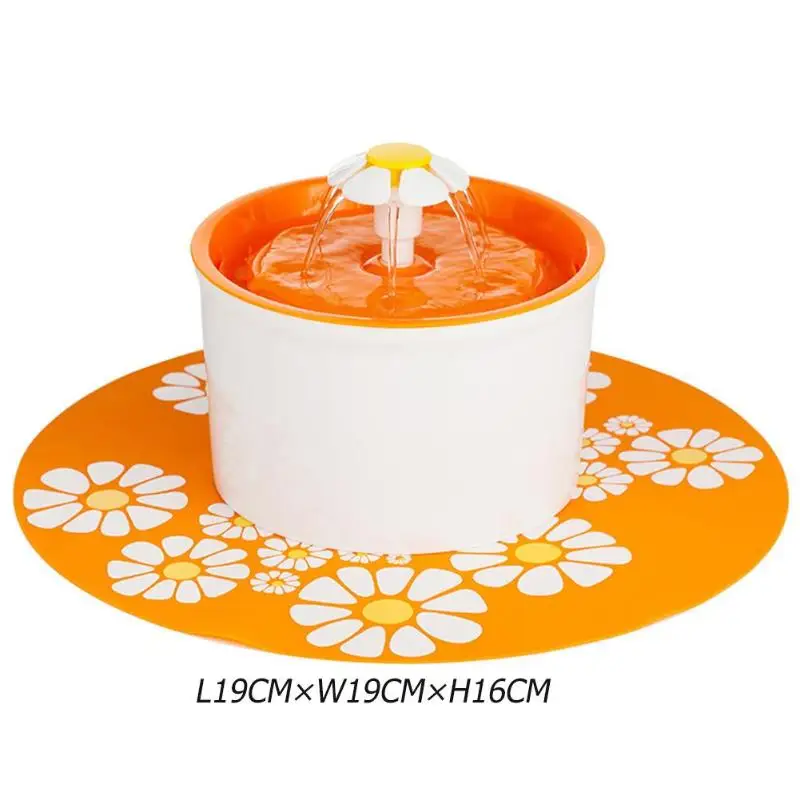 Автоматическая кормушка для кошек, фонтан, кормушка для собак, 1,6л, диспенсер для воды для домашних животных, поилка, поилка, кормушка для собак, синий/зеленый/оранжевый - Цвет: Orange with mat