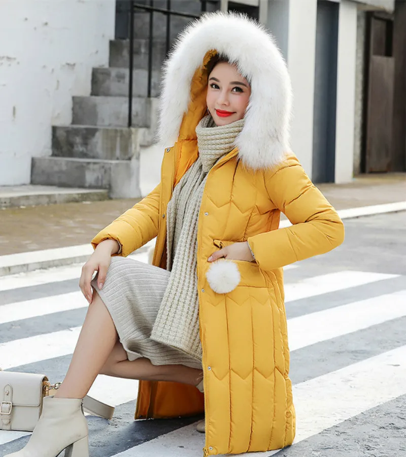 Plus size winter coat women padded cotton hooded women long jacket outwear slim white warm vintage female parka new 2019 DR1195 (9)