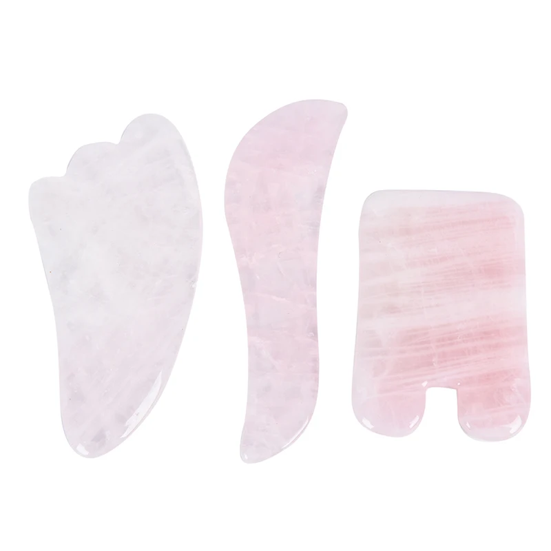 Natural Jade Guasha Stone Board Massage Rose Quartz Guasha Plate Jade Face Massager Scrapers Tools For Face Neck Back