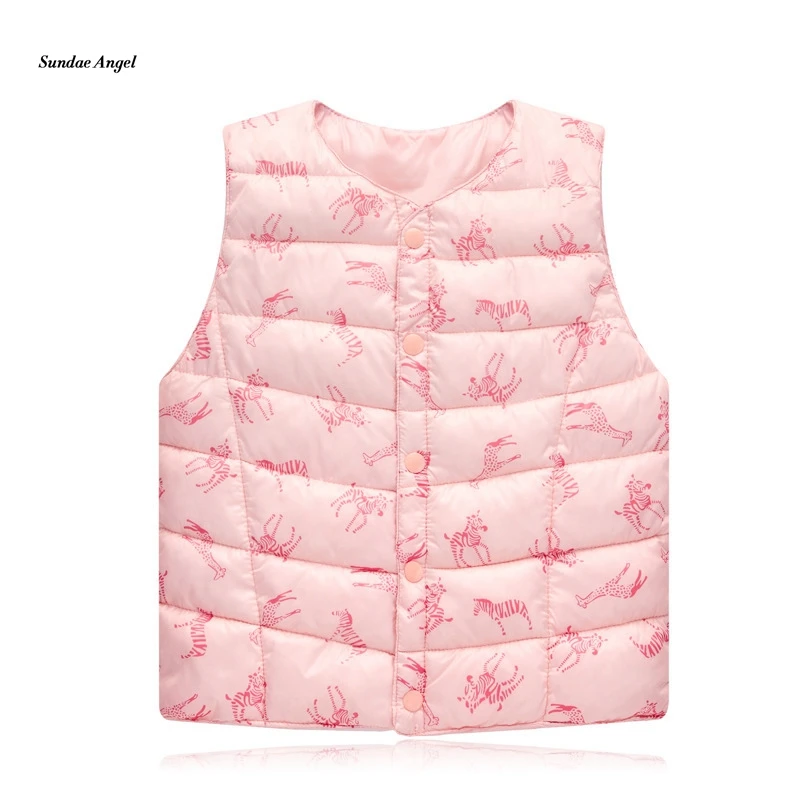 Детский зимний жилет с круглым вырезом и цветочным принтом|children waistcoat|kids vestwinter kids