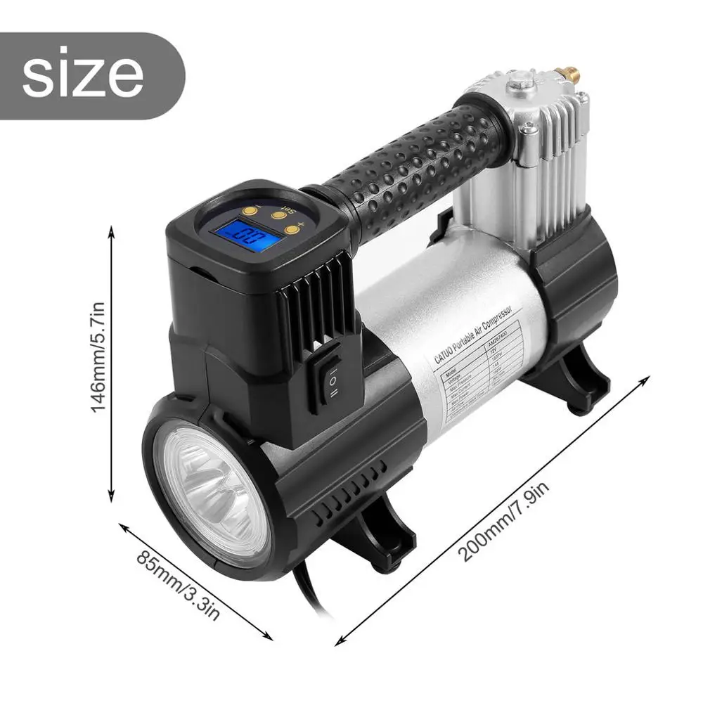 CATUO 12V Цифровой Портативный воздушный компрессор с светодиодный цифровой шин 150Psi 30L/мин просты в эксплуатации удобный