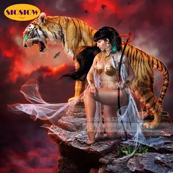 

5d Diamond Embroidery Tiger Woman Full Square Diamond Painting Animals Rhinestones Cross Stitch Picture Mosaic Wall Decor Gifts