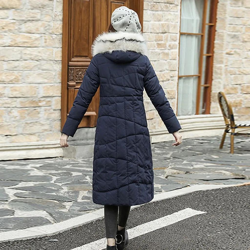 Womail зимние длинные пальто с капюшоном для женщин s модная верхняя одежда длинное пальто-парка больших размеров женская хлопковая парка