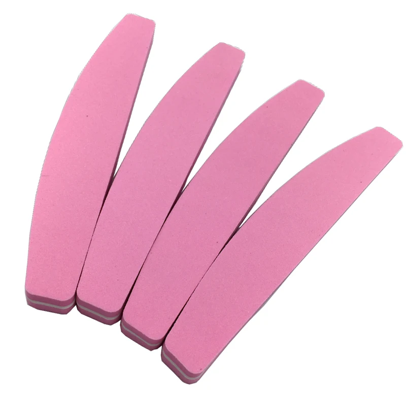 5pcs/lot Washable Sanding Sponge Nail File 100/180 Buffer Polishing Grinding Manicure Pedicure Tools Pink Half Moon Nail Files