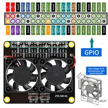 Raspberry Pi 4B Dual Kühlung Fans und Automatische Verfärbung LED GPIO Expansion Board für Raspberry Pi 4B / 3B + / 3B / 3A +
