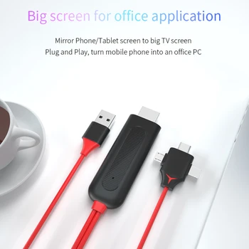 

3 in 1 Micro USB Type C To HDMI Adapter Cable for IPhone X 6 7 8 IPad Samsung S8 S9 IOS Android Phone To TV HDTV