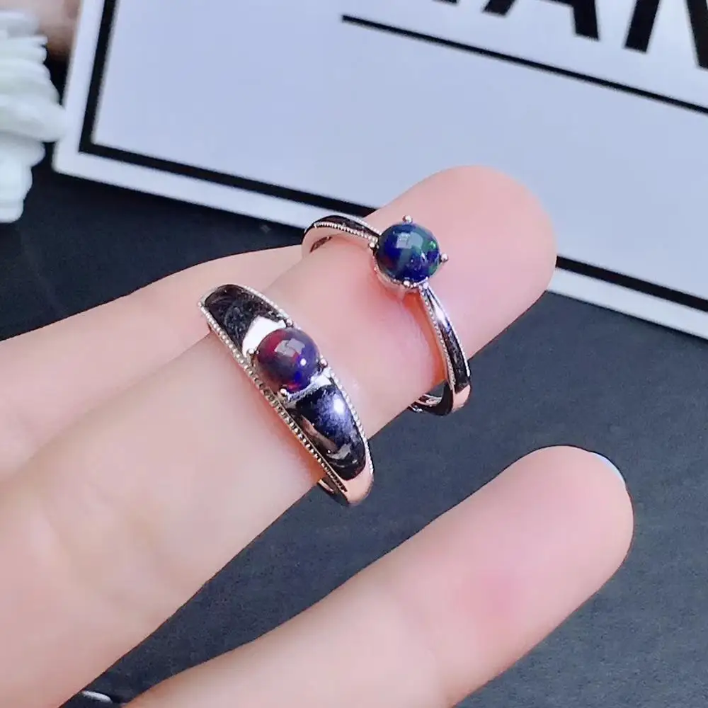 suit ring KJJEAXCMY бутик ювелирных изделий 925 с инкрустацией, из чистого серебра натуральный черный драгоценный опал пара кольцо Поддержка обнаружения красивый - Цвет камня: suit ring