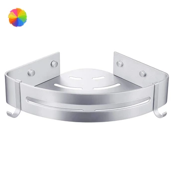 

Aluminum Shower Storage Basket with Hooks Bath Shower Storage Rack No Drilling Shower Shelf Bathroom Corner Shelf