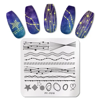 

PICT You Square Nail Stamping Plates Line Geometry Stainless Steel Nail Art Plate Stencil Tools Nail Art Stamp Plate Design