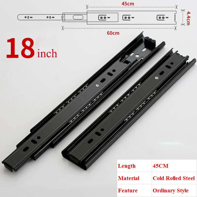 18 inch Высококачественная направляющая из нержавеющей стали 1"-20" для выдвижных ящиков, с мягким закрытием, для мебели, направляющая для выдвижных ящиков, раздвижная трехсекционная направляющая для шкафа - Цвет: 18 inch