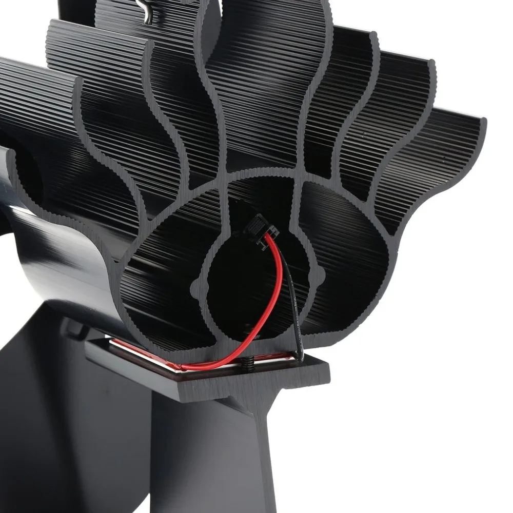 4 Blades Heat Powered Stove Fan Log Wood Burner Ecofan Quiet Black Home Fireplace Fan Efficient Heat Distribution