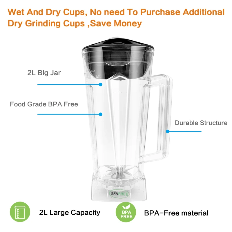 Multifunction Blender BPA Free Professional Blender Mixer Juicer High Power Food Processor Ice Smoothie Bar Fruit Blender