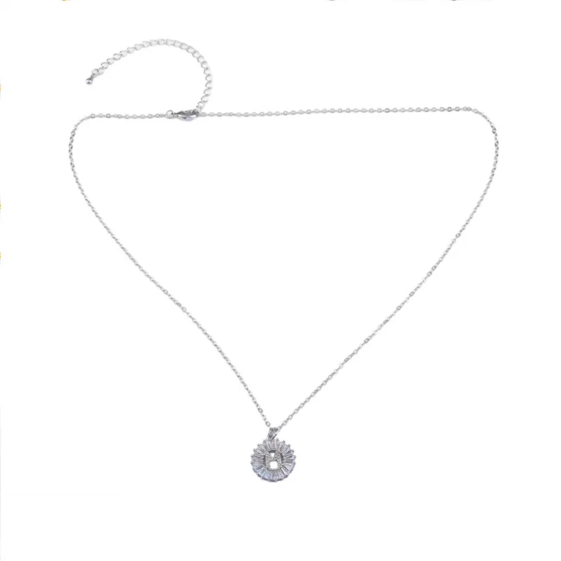 Style2 Silver Новинка, золотое ожерелье с подвеской в виде буквы, женское микро ожерелье с кубическим цирконием, ожерелье-чокер для женщин - Окраска металла: Style2 Silver
