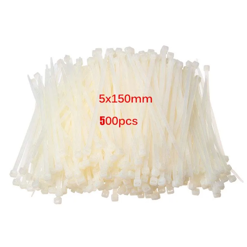 500pcs 5x150mm 500 шт./компл. 5X150/200 мм самоблокирующийся Черный Nylon66 хомут для проводов и кабелей кабель стяжки SGS сертифицированный Органайзер застегнуть кабель петли - Цвет: 500pcs 5x150mm