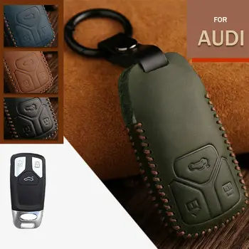 古典的な革車のキーfobケースカバーホルダーアウディA4 B9 A5 Q5 Q7 4メートルtt tts rs 8s S4 S5 S7 B8 A4L A6L 2017-2020アクセサリー