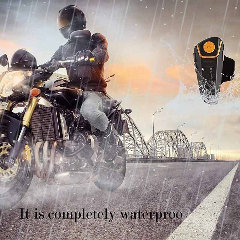 FFYY-Bluetooth Headset for Motorcycle Helmet Intercom Interphone Walkie-Talkie for Motorcycle Motorbike Music Handsfree To 2-3 R