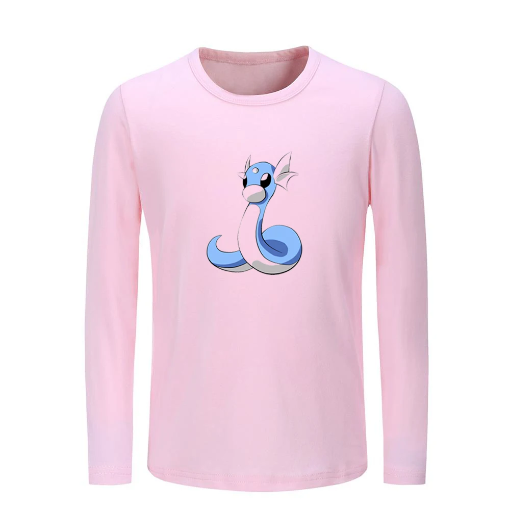 JeKP948C Милые детские футболки с принтом Pokemon Dratini Lapras Poliwag Детские футболки с графическим принтом топы с длинными рукавами для мальчиков и девочек, рождественский подарок - Цвет: JeKP948C