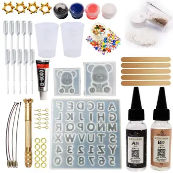 

DIY Handmade Bear Letters Epoxy Resin Molds Jewelry Making Key Chain Tools Kit