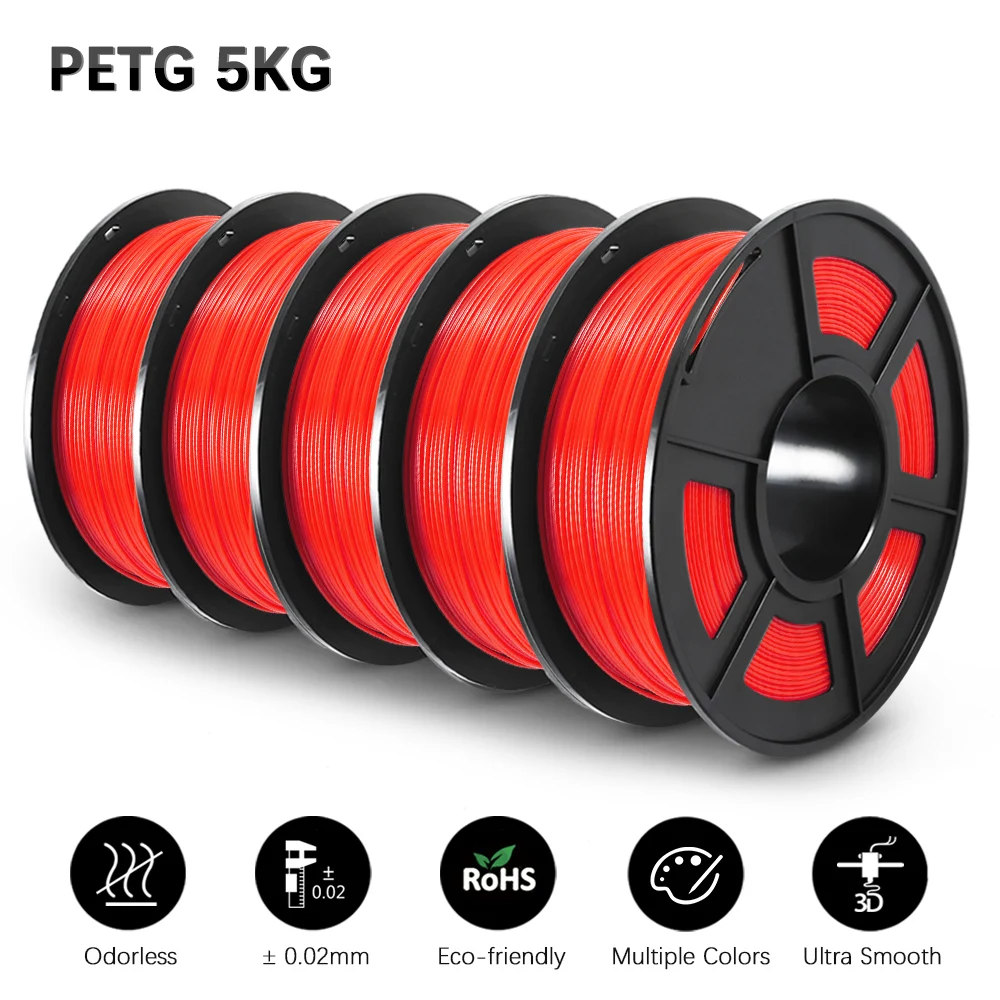 GOHIGH PETG 5 Rolls 5KG Filament  PETG 3D Printer Materials Refills Environmental Protection Non-toxic For All Prin 