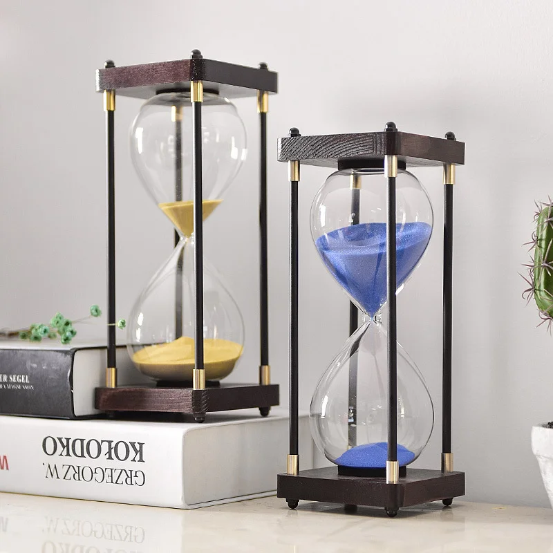 

Colored Sand Timer Hourglasses Wooden Base Hourglass 30 Minutes Luxury Anti-fall Hourglass For Kids Creativity Desk Accessories