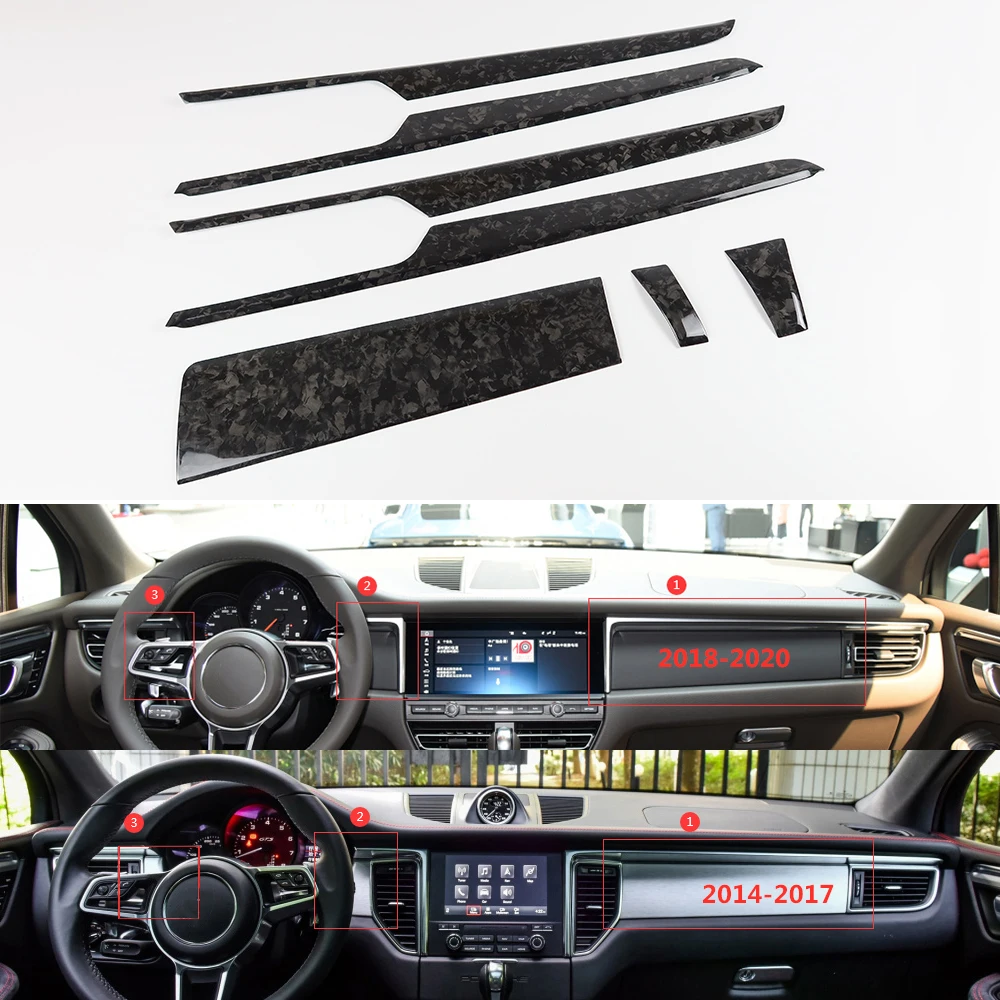 Dry Carbon fiber Interior Accessories Cover Trim 7pcs For Porsche Macan(s)  LHD