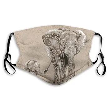 

Reusable Mouth Mask Washable Face Mask Fashion Adjustable Straps Windproof Mouth-muffle Adult Mask Elephant Print Mascarilla