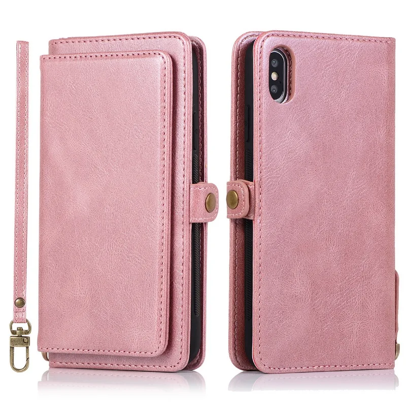 Rose Gold Для samsung A70 A50 A40 A30 A20 съемный магнитный из искусственной кожи мульти карты чехол Обложка для samsung S10 S9 S8 Plus Note 8 9 10Pro - Цвет: Rose Gold