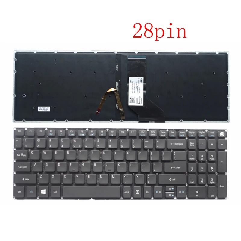 Для acer Aspire 5 A515-51G-51RL A515-51G-52R1 США клавиатура с подсветкой NKI14170EP черный 28 pin
