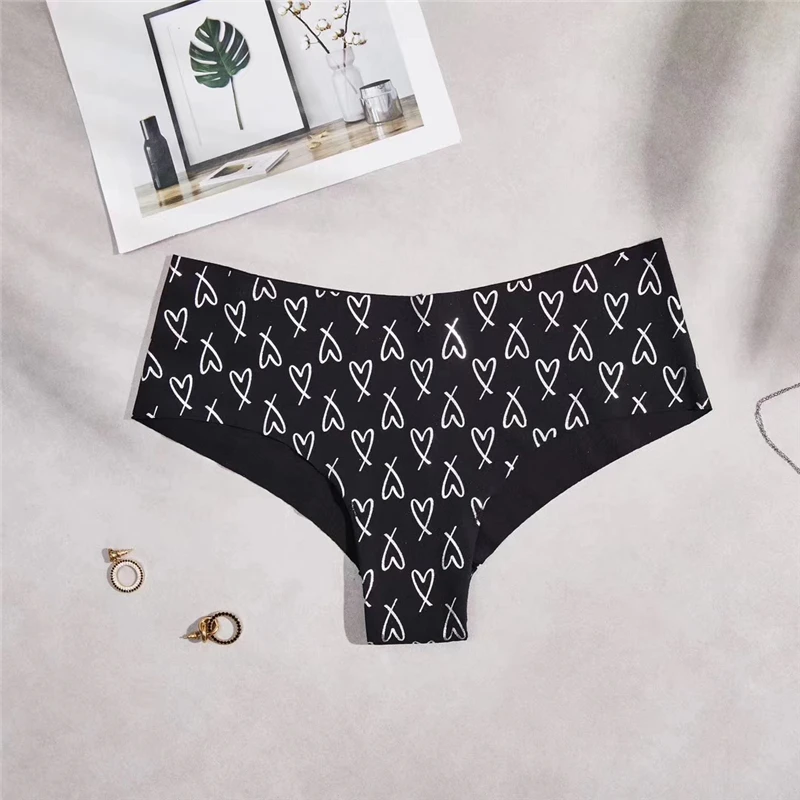 Exclusive new Sexy Seamless Briefs Fashion pink letters printing Women Panties Low Waist Briefs woman Underwear M/L - Цвет: black-love