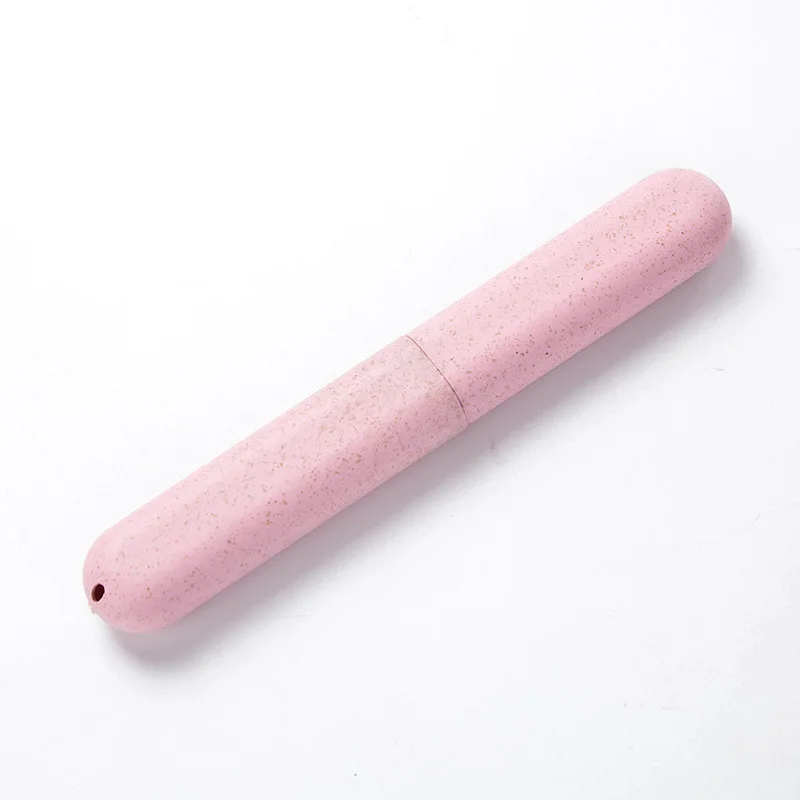 pink 1 шт. портативная коробка для зубных щеток для путешествий Пылезащитная зубная щетка для зубных щеток из пшеничной соломы защитный чехол для зубных щеток - Цвет: pink