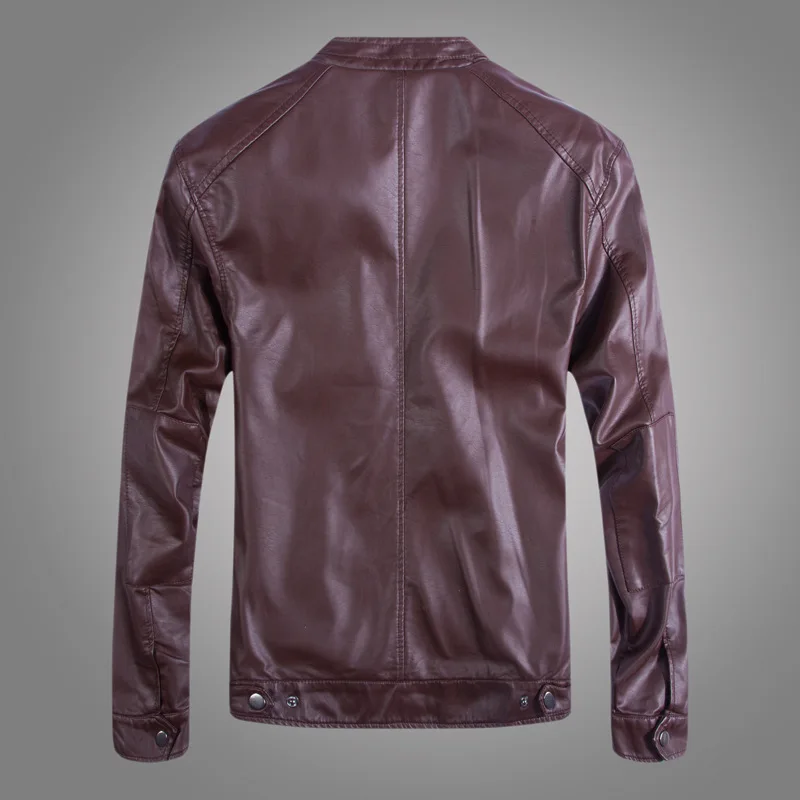 EBay Spring And Autumn New Style Simple Men Fashion England Locomotive Leather Coat Stand Collar Washing Leather Jacket