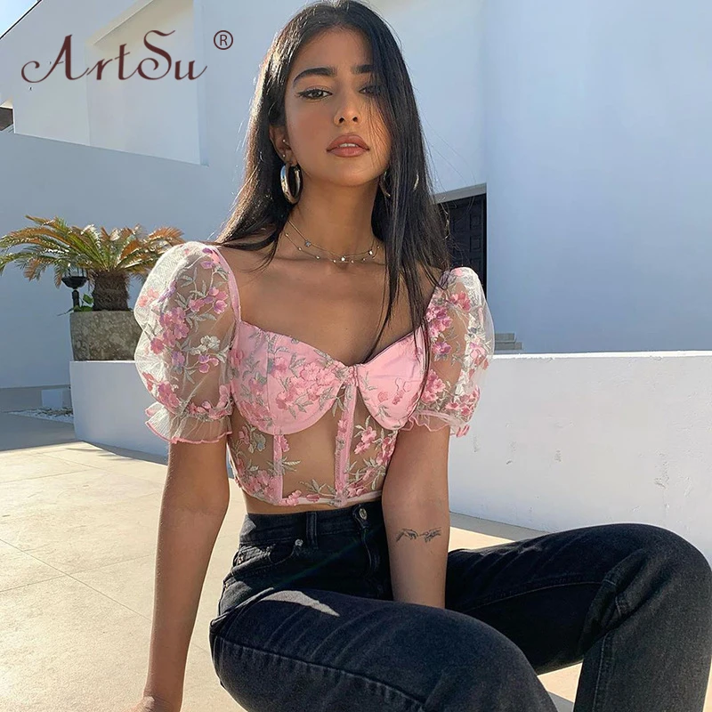pink mesh crop top