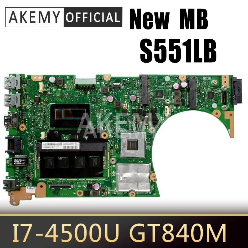 Mainboard Akemy S551LB для ASUS S551LN S551L Vivobook материнская плата ноутбука I7-4500U GT840M 4G RAM REV2.2 тест |